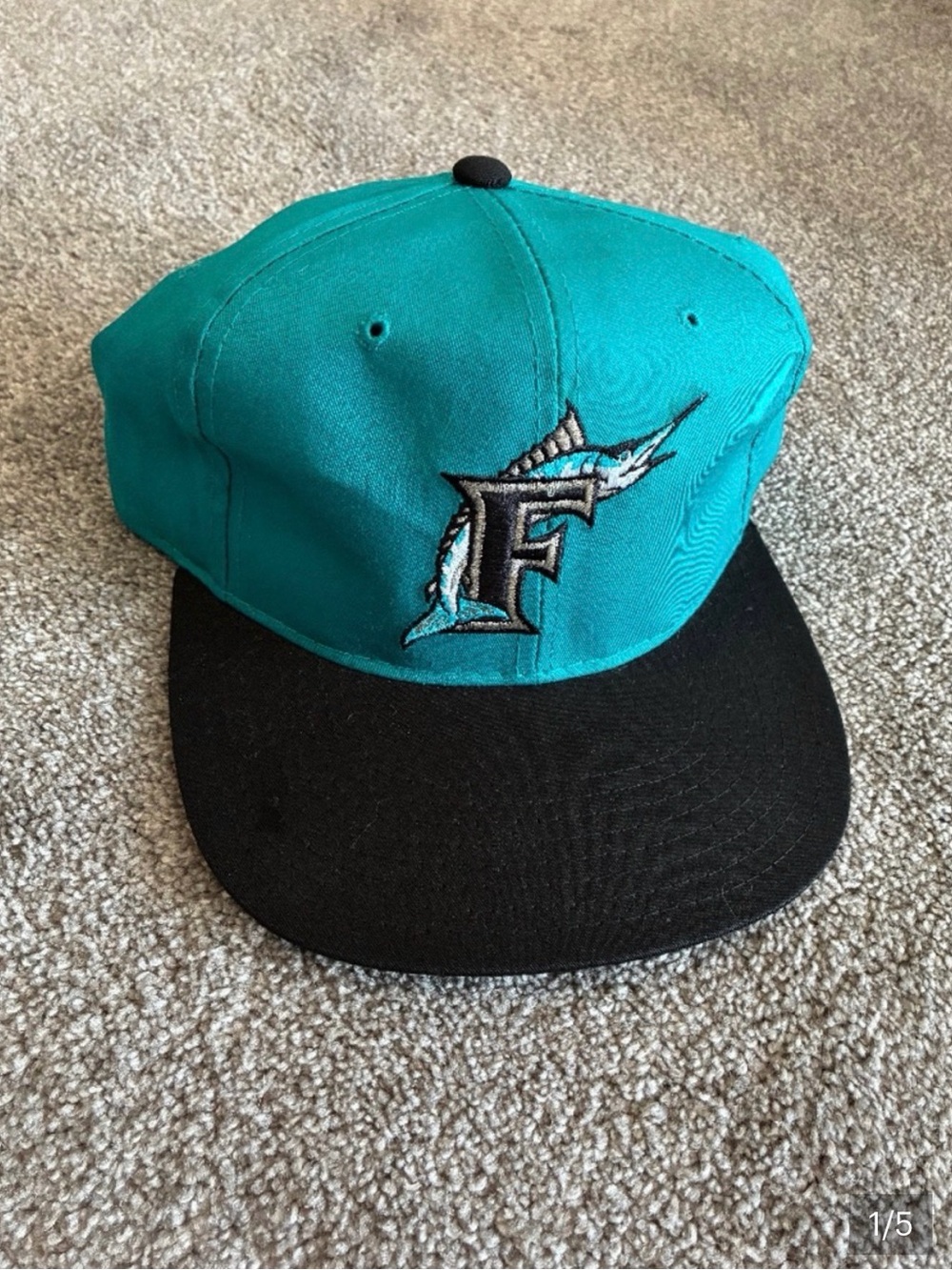 New Era Florida Miami Marlins Teal and Black Snapback MLB Hat Cap